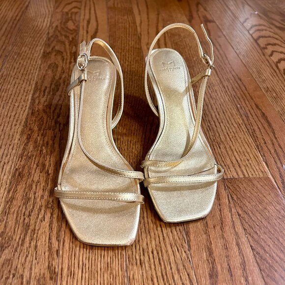 Marc Fisher Gold Kitten Heel Sandals - Picture 2 of 3